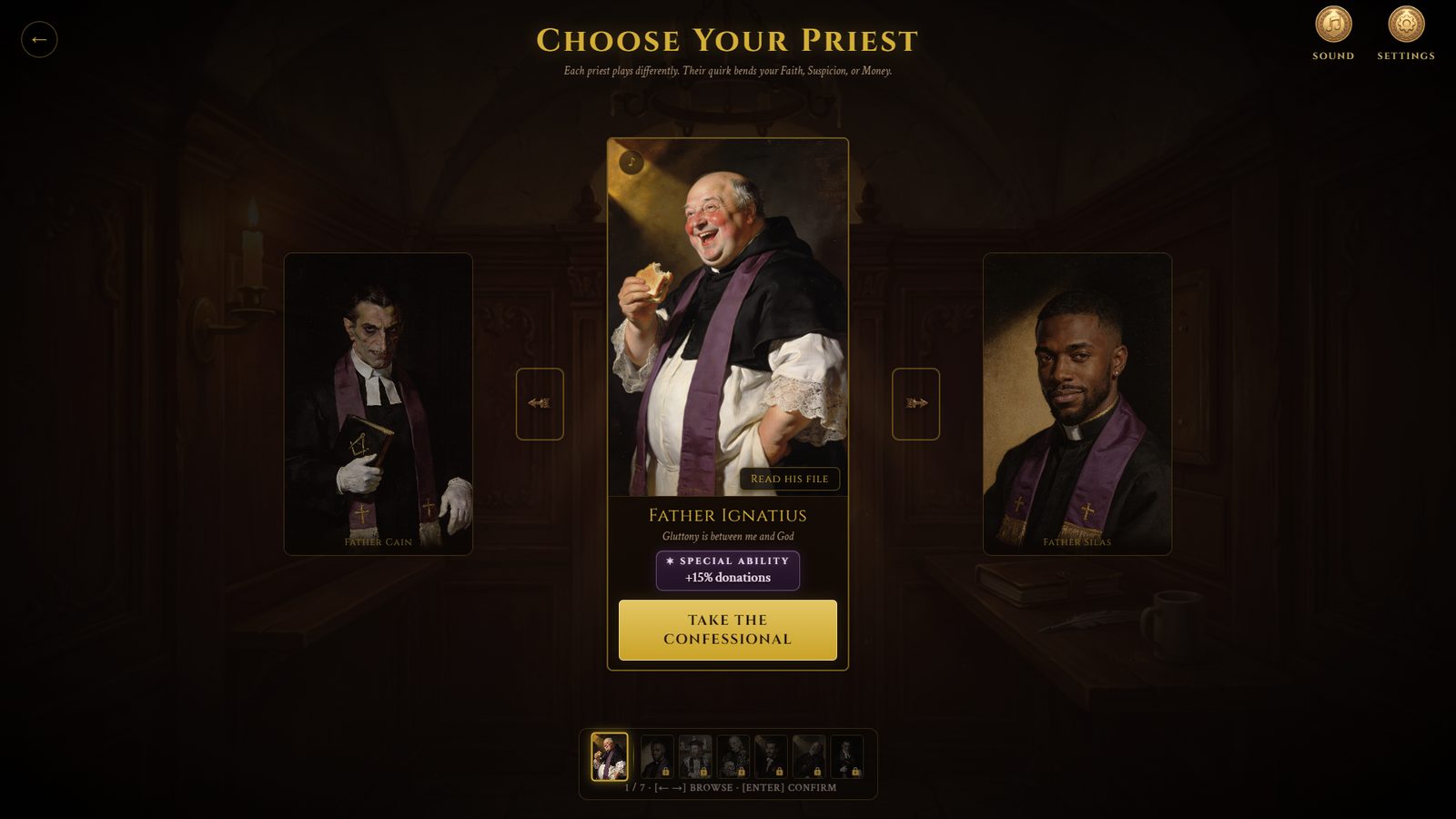 Priest selection screen
